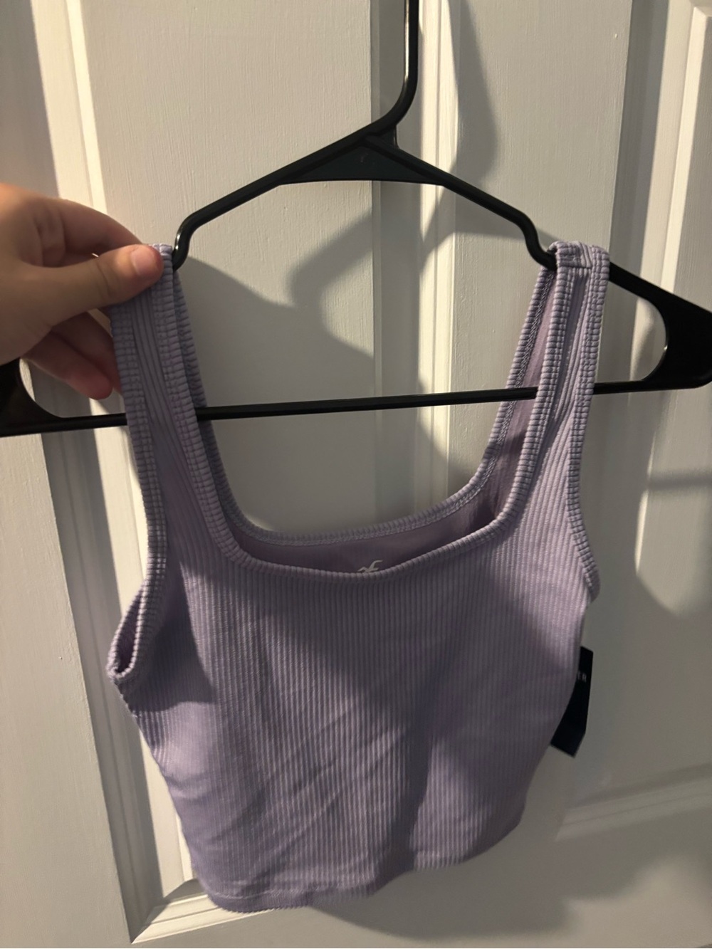 Hollister Ribbed Square-Neck Crop Tank in Lavender brand new size xs